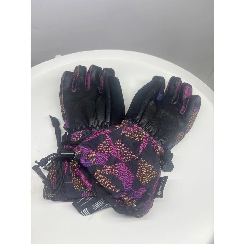 Burton Kids GORE-TEX Snowboard‎ Gloves Purple Geometric Print Winter Ski L